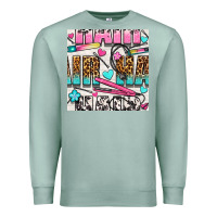 Seafoam leopard and cowhide hair and curling iron with hearts and flowers seam Premium Sweatshirt - BundleAndBundleShop