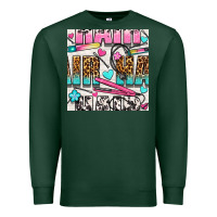 Sports Green leopard and cowhide hair and curling iron with hearts and flowers seam Premium Sweatshirt - BundleAndBundleShop