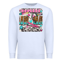 White leopard and cowhide hair and curling iron with hearts and flowers seam Premium Sweatshirt - BundleAndBundleShop
