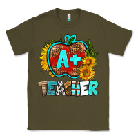 Army Green a+ teacher apple Classic Tee - BundleAndBundleShop