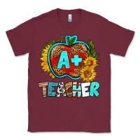 Burgundy a+ teacher apple Classic Tee - BundleAndBundleShop