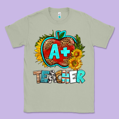 A+ Teacher Apple Classic Tee Designed By Bundleandbundleshop