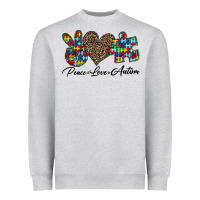 Heather Grey peace love autism1 Heavyweight Sweatshirt - CowhideDigitalArt
