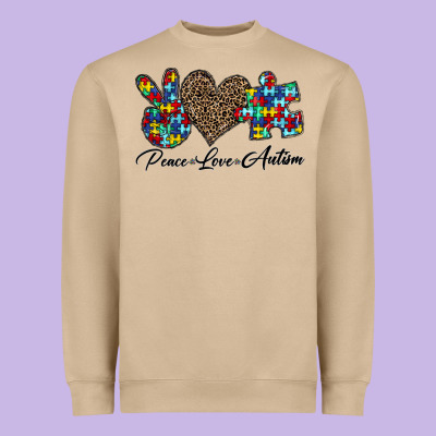 Peace Love Autism1 Heavyweight Sweatshirt Designed By Cowhidedigitalart