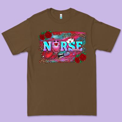 Premium Tee valentines day nurse with leopard and turquoise ba