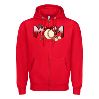 Red baseball mom Zipper Hoodie - MaliasSmallBusiness