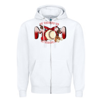 White baseball mom Zipper Hoodie - MaliasSmallBusiness
