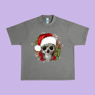 Skull Christmas Cactus Urban Heavy Tee Designed By Jahusdesignshop