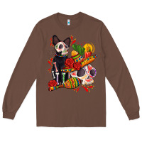 Chestnut mexican dead day with skeleton cat Long Sleeve Tee - AdoDesignShop