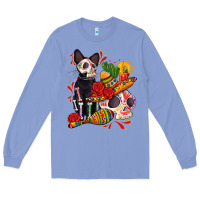 Colony Blue mexican dead day with skeleton cat Long Sleeve Tee - AdoDesignShop