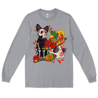 Heather Grey mexican dead day with skeleton cat Long Sleeve Tee - AdoDesignShop