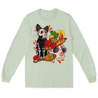 Matcha mexican dead day with skeleton cat Long Sleeve Tee - AdoDesignShop