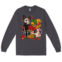 Smoke mexican dead day with skeleton cat Long Sleeve Tee - AdoDesignShop