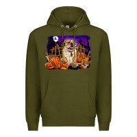 Army Green Halloween english bulldog Premium Hoodie - RanaPortraitStore