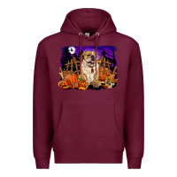 Burgundy Halloween english bulldog Premium Hoodie - RanaPortraitStore