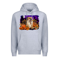 Heather Grey Halloween english bulldog Premium Hoodie - RanaPortraitStore