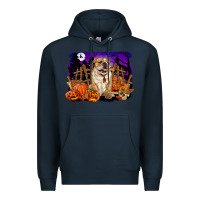 Navy Halloween english bulldog Premium Hoodie - RanaPortraitStore