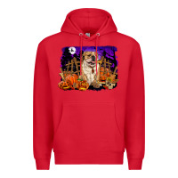 Red Halloween english bulldog Premium Hoodie - RanaPortraitStore