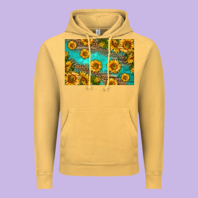 Western Sunflowers Skinny Metal Can Holder Vintage Hoodie Designed By Hra Design Shop
