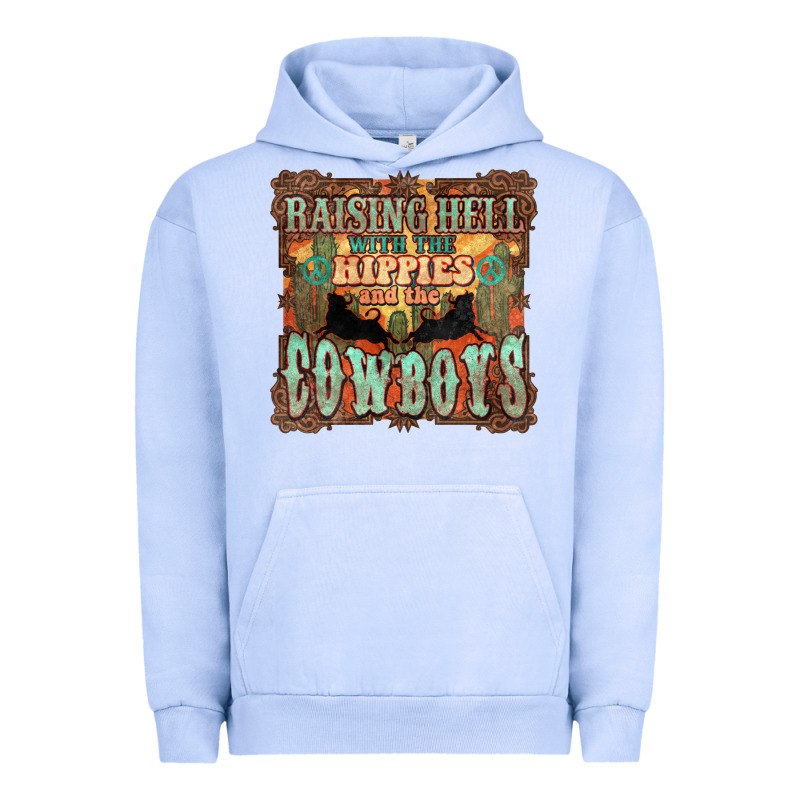 Raising Hell With The Hippies And The Cowboys Urban Hoodie by HowdyJamesFarm | Teevron