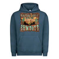 Pigment Midnight Navy Raising hell with the hippies and the cowboys Urban Hoodie - HowdyJamesFarm