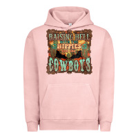 Pigment Salmon Raising hell with the hippies and the cowboys Urban Hoodie - HowdyJamesFarm