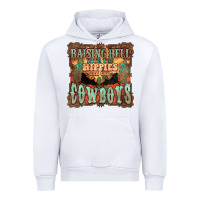 White Raising hell with the hippies and the cowboys Urban Hoodie - HowdyJamesFarm