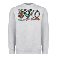 Heather Grey peace love baseball Heavyweight Sweatshirt - CowhideDigitalArt
