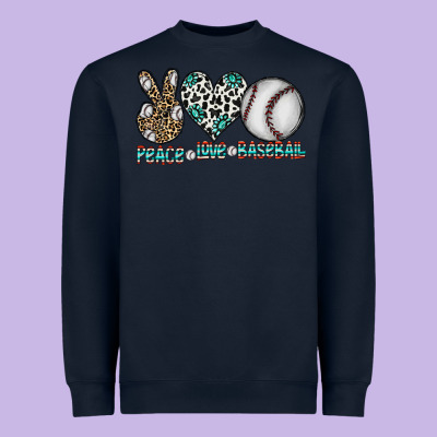 Peace Love Baseball Heavyweight Sweatshirt Designed By Cowhidedigitalart