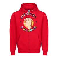 Red officially a handful Zipper Hoodie - MaliasSmallBusiness
