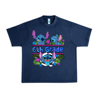 Navy preview flower stitch 6 th grade Urban Heavy Tee - AdoDesignShop