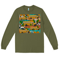 Army Green school bus cactus sunflower Long Sleeve Tee - Artiststas