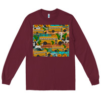 Burgundy school bus cactus sunflower Long Sleeve Tee - Artiststas