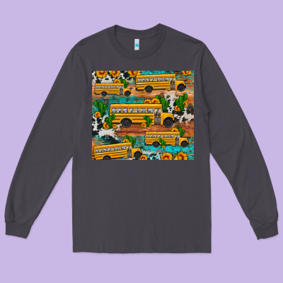 School Bus Cactus Sunflower Long Sleeve Tee Designed By Artiststas
