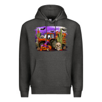 Charcoal Heather Halloween tractor Premium Hoodie - RanaPortraitStore