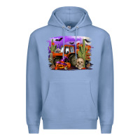 Colony Blue Halloween tractor Premium Hoodie - RanaPortraitStore