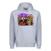 Heather Grey Halloween tractor Premium Hoodie - RanaPortraitStore