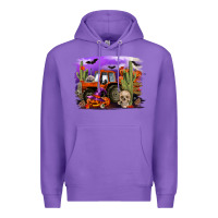 Purple Halloween tractor Premium Hoodie - RanaPortraitStore
