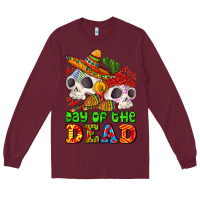 Burgundy mexican day of the dead Long Sleeve Tee - AdoDesignShop