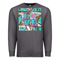 Charcoal Heather love nail and polish with leopard seamless pattern bbs Premium Sweatshirt - BundleAndBundleShop