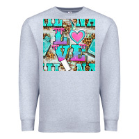 Heather Grey love nail and polish with leopard seamless pattern bbs Premium Sweatshirt - BundleAndBundleShop