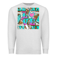 Oatmeal Heather love nail and polish with leopard seamless pattern bbs Premium Sweatshirt - BundleAndBundleShop