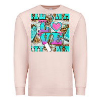 Pale Pink love nail and polish with leopard seamless pattern bbs Premium Sweatshirt - BundleAndBundleShop