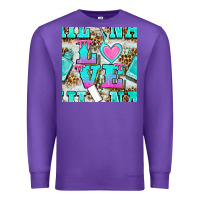 Purple love nail and polish with leopard seamless pattern bbs Premium Sweatshirt - BundleAndBundleShop
