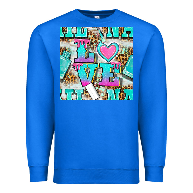 Love Nail And Polish With Leopard Seamless Pattern Bbs Premium Sweatshirt by BundleAndBundleShop | Teevron