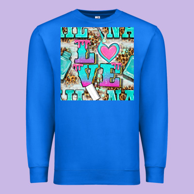 Love Nail And Polish With Leopard Seamless Pattern Bbs Premium Sweatshirt Designed By Bundleandbundleshop