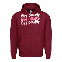 Burgundy girl power Zipper Hoodie - MaliasSmallBusiness