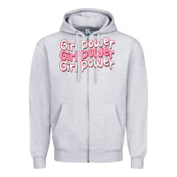 Heather Grey girl power Zipper Hoodie - MaliasSmallBusiness