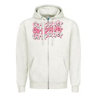 Oatmeal Heather girl power Zipper Hoodie - MaliasSmallBusiness