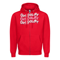 Red girl power Zipper Hoodie - MaliasSmallBusiness